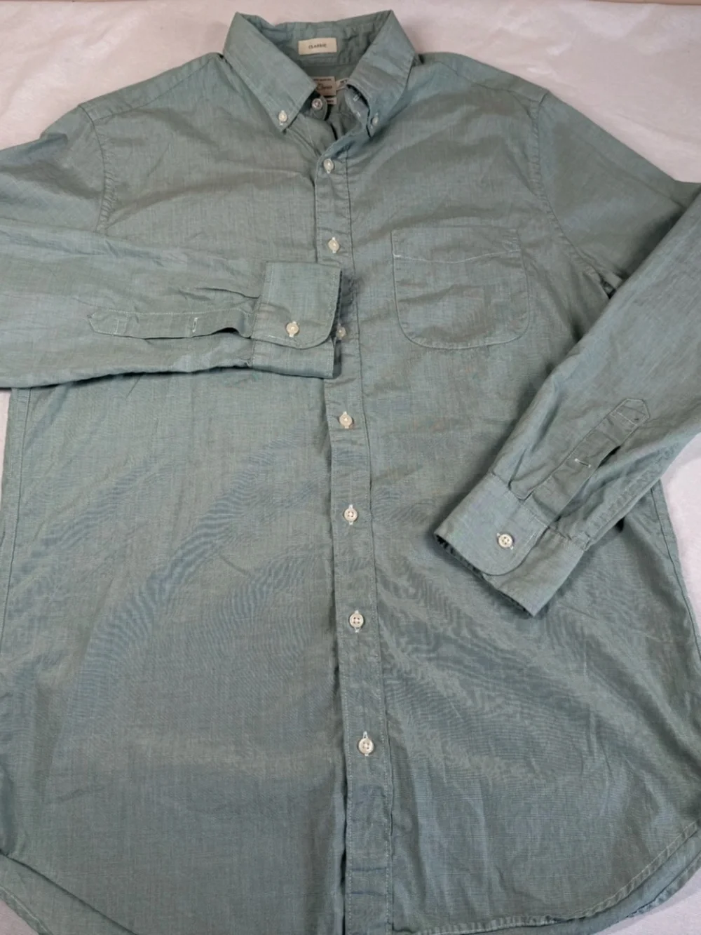 J. Crew Men's Button Up Long Sleeve 100% Cotton Shirt Size Medium - Green